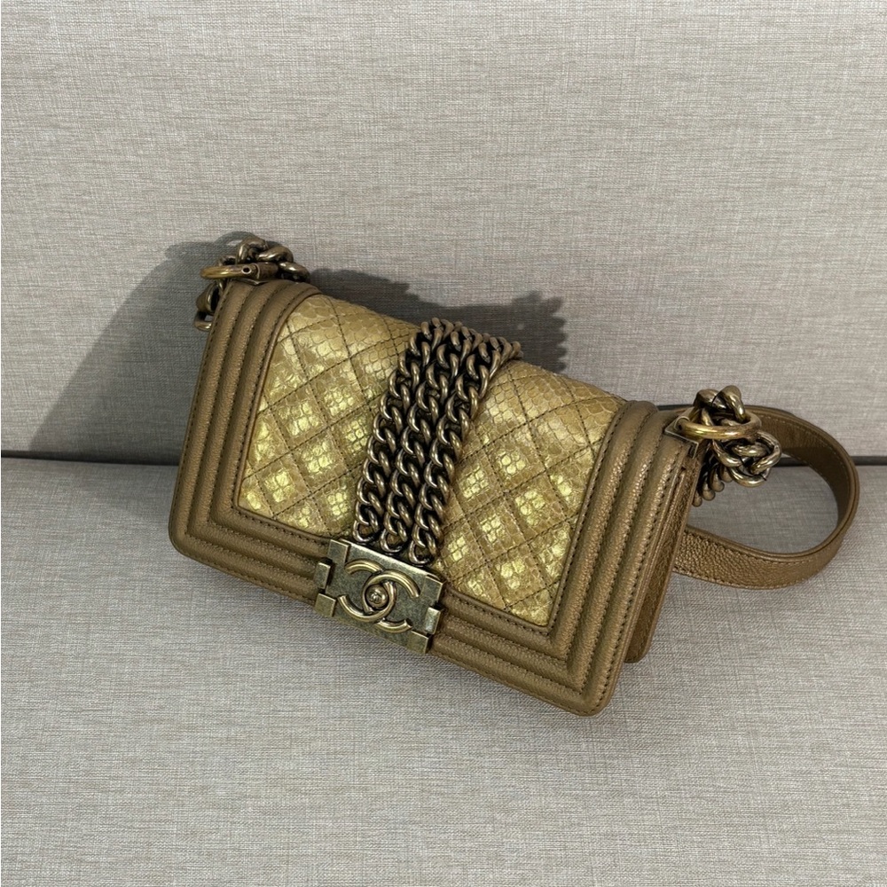 CHANEL Metallic Python Boy Flap Bag Small GHW - image 2